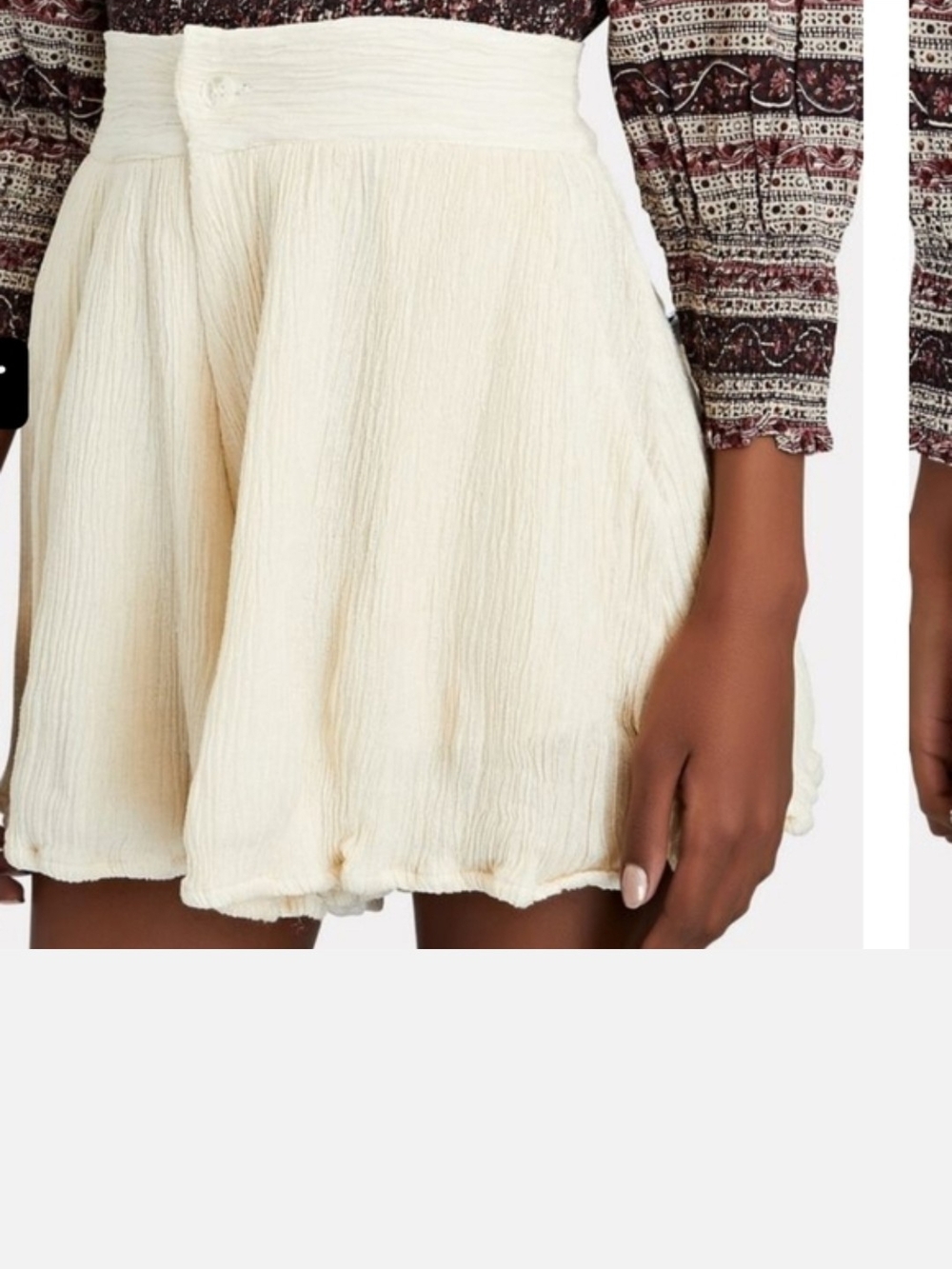 Cream Textured High-Waist Mini Skirt
